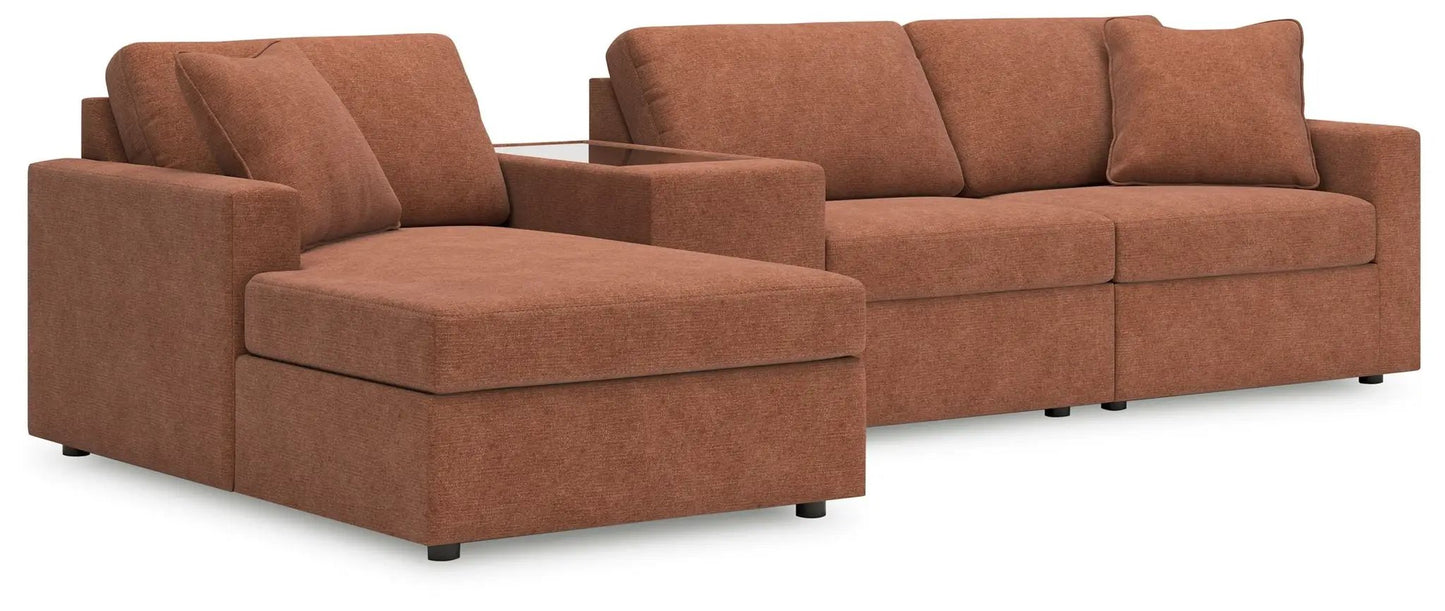 Modmax Sectional Sofa In Spice Fabric Performance