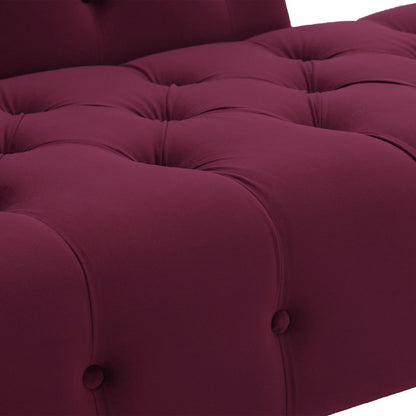 Tufted Roll-Arm Chaise Lounge in deep red velvet upholstery with button-tufted cushions on Tampa Home & Garden Store