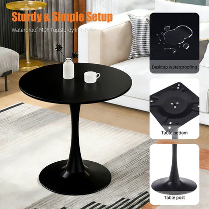 Round black dining table with tulip-style pedestal base, by Unique Piece Furniture on Tampa Home & Garden Store