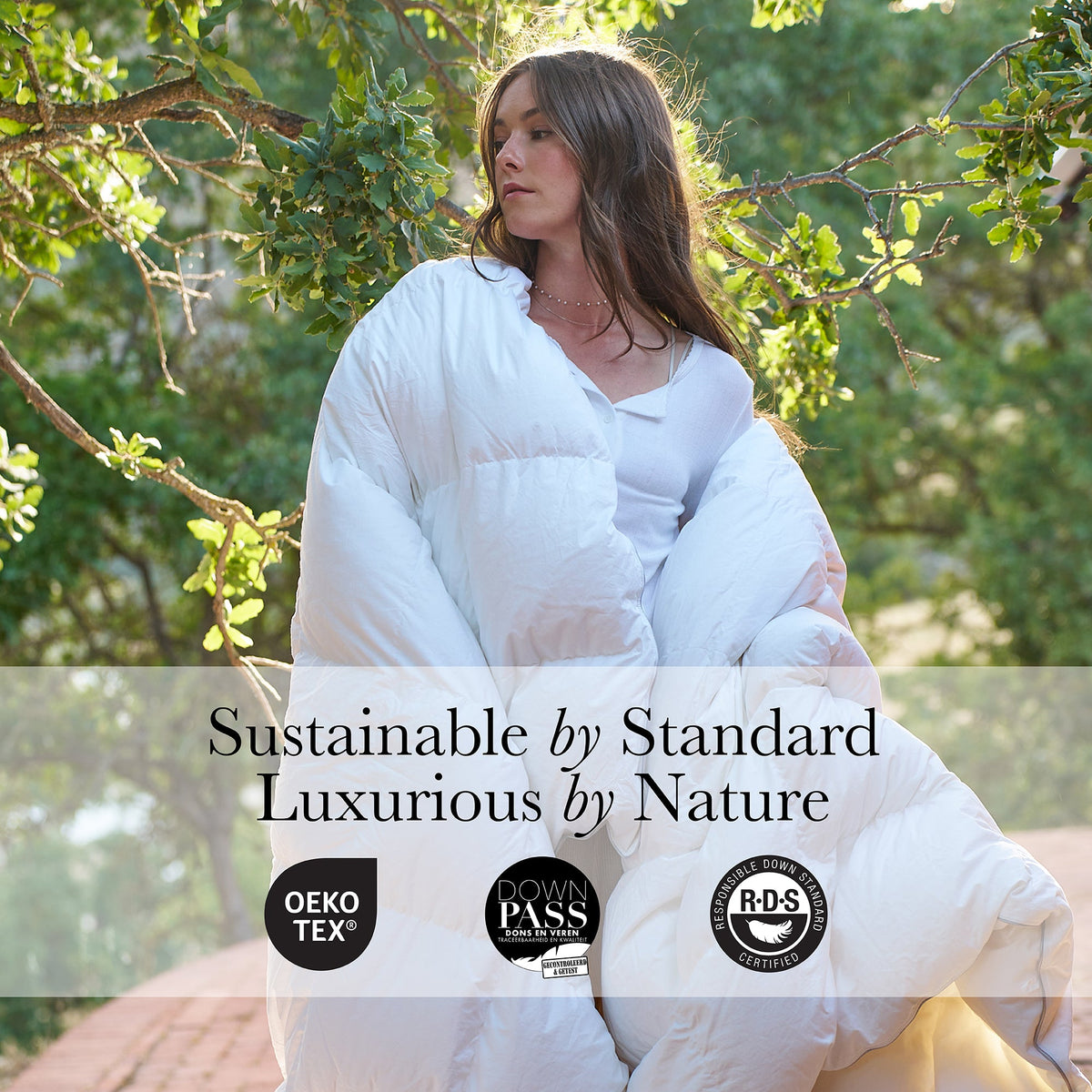 1 PC King/Cal King 100% Cotton Shell Comforter HouseOfZazla, white worn by model outdoors on Tampa Home & Garden Store