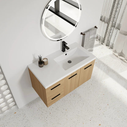 Wall Mounted Floating Vanity Sink and Drawers