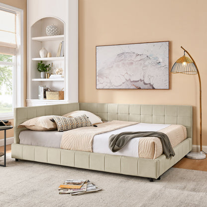 Mid Century Storage Upholstered Tufted Bed Frame