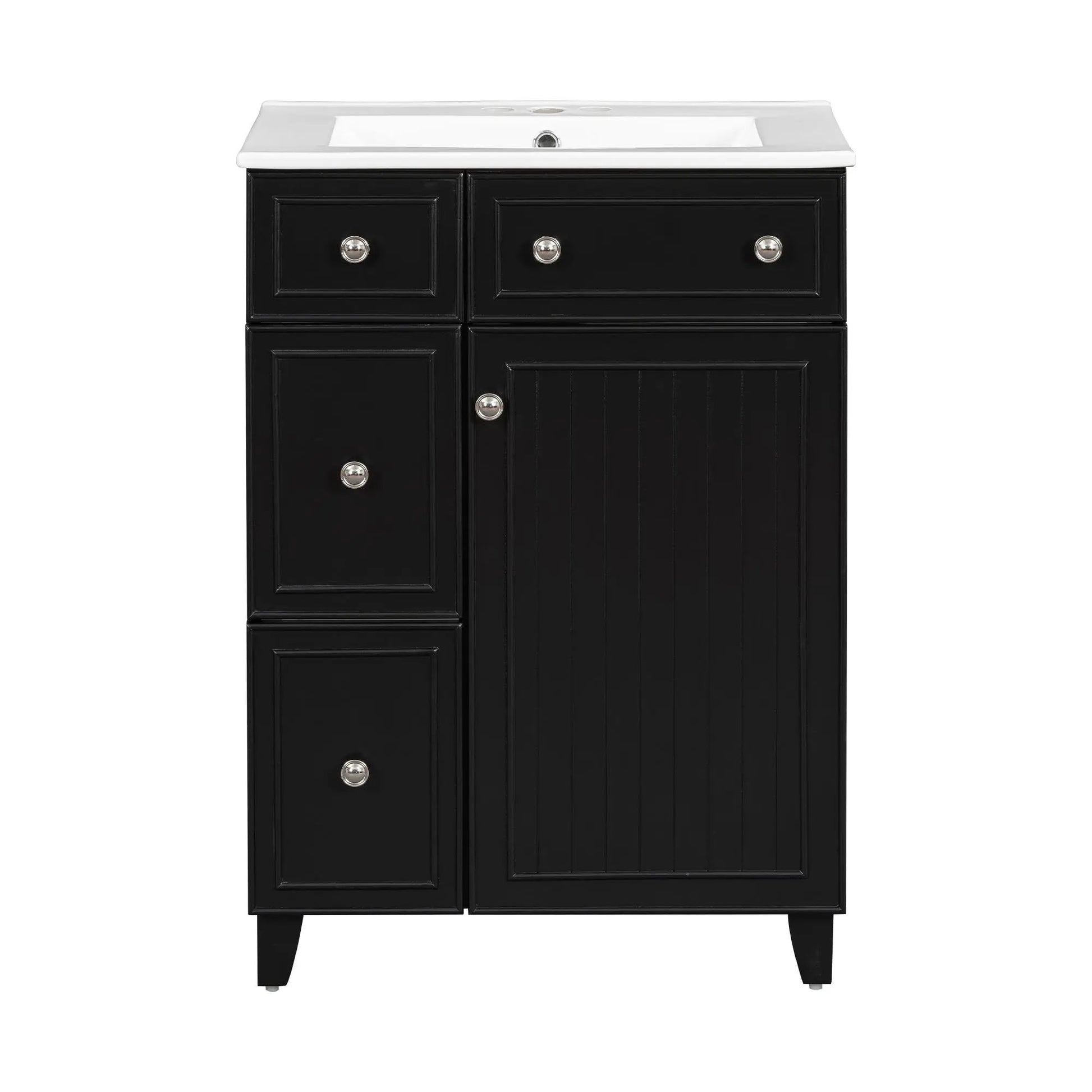 Transitional style bathroom vanity cabinet with ceramic sink black finish chrome knobs on Tampa Home & Garden Store