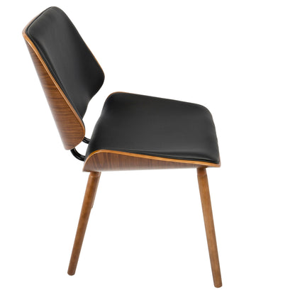 Mid-Century dining chair set with padded black upholstery on walnut wood frame on Tampa Home & Garden Store