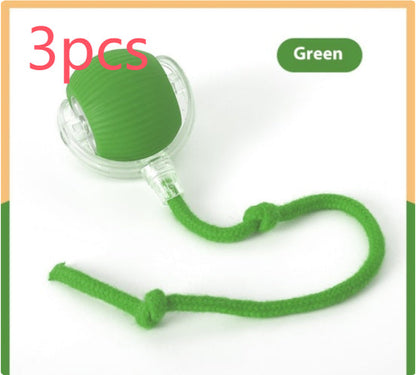 Cat toy rolling ball with green rope for self-entertainment, 3pcs set on Tampa Home & Garden Store