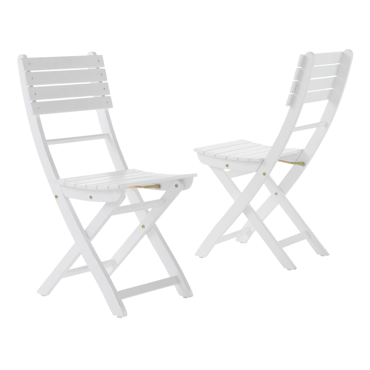 Positano foldable outdoor dining chairs in white with slatted back and seat (2 shown) on Tampa Home & Garden Store