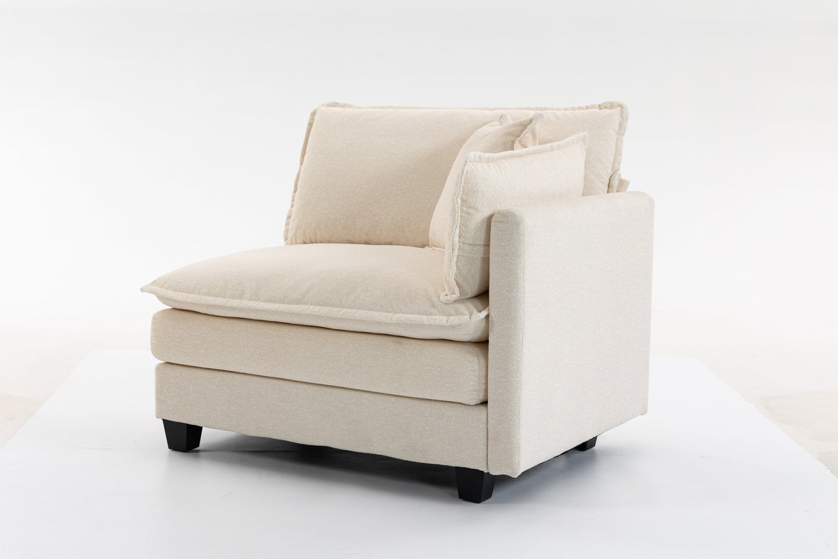 Modern 2-seat sectional sofa with waist pillows in beige textured fabric on Tampa Home & Garden Store