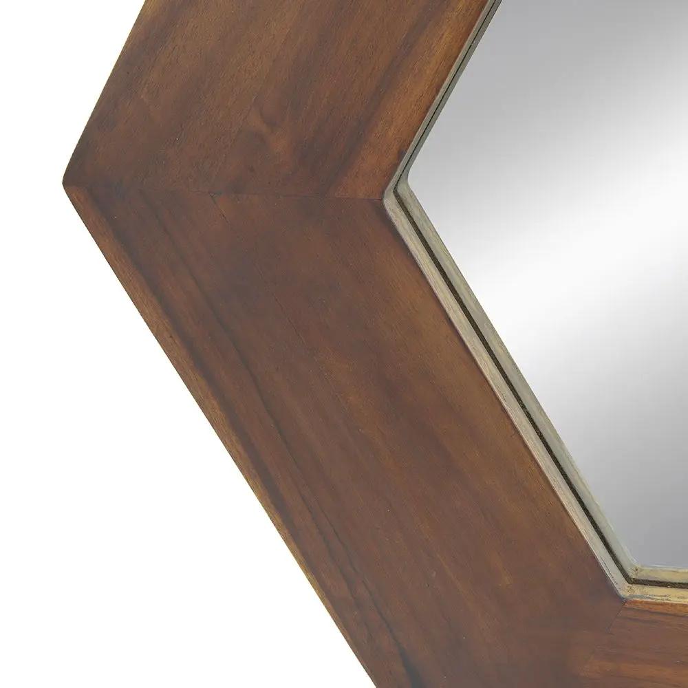 Hexagon mirror with natural wood frame, wall decor accent mirror by Unique Piece Furniture on Tampa Home & Garden Store
