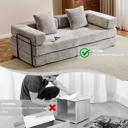 Convertible Floor Sofa Bed with Armrest