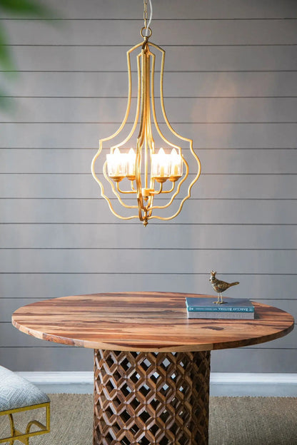 4-light gold metal chandelier with adjustable chain bulbs not included Unique Piece Furniture on Tampa Home & Garden Store