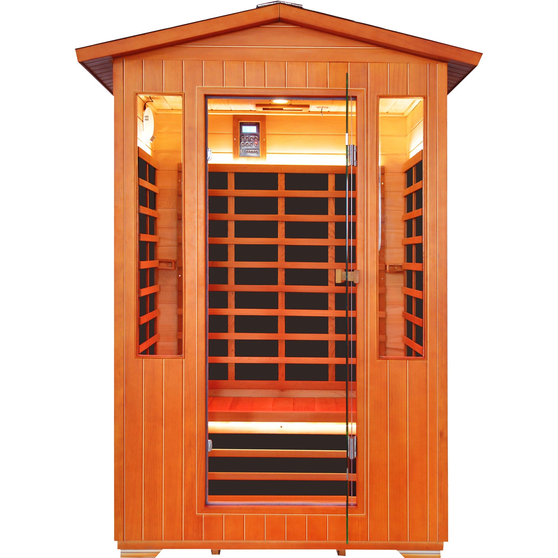 Outdoor sauna room for 2 people by HouseOfZazla, cedar wood exterior with glass door on Tampa Home & Garden Store