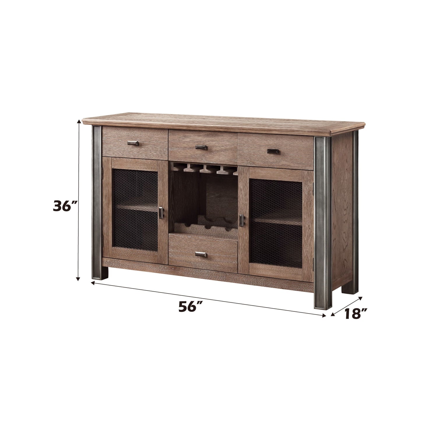 Nathaniel Server in Maple Finish, maple wood server with mesh doors, 56W x 36H by HouseOfZazla on Tampa Home & Garden Store