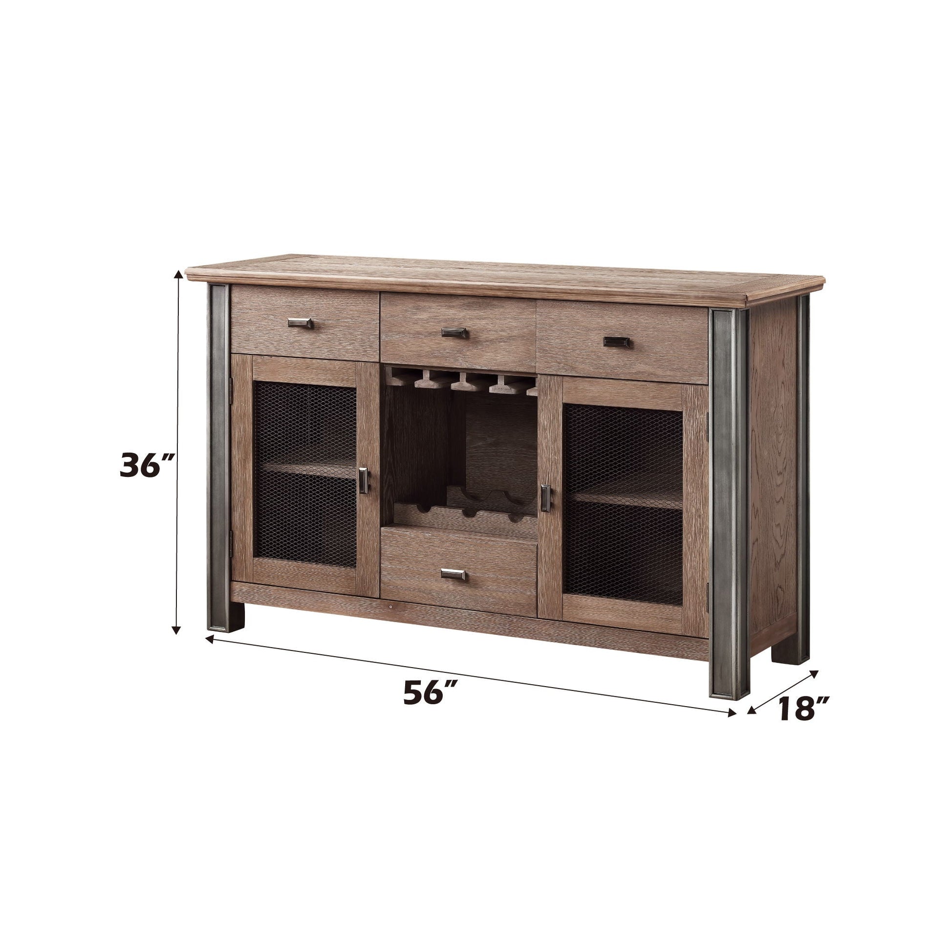 Nathaniel Server in Maple Finish, maple wood server with mesh doors, 56W x 36H by HouseOfZazla on Tampa Home & Garden Store