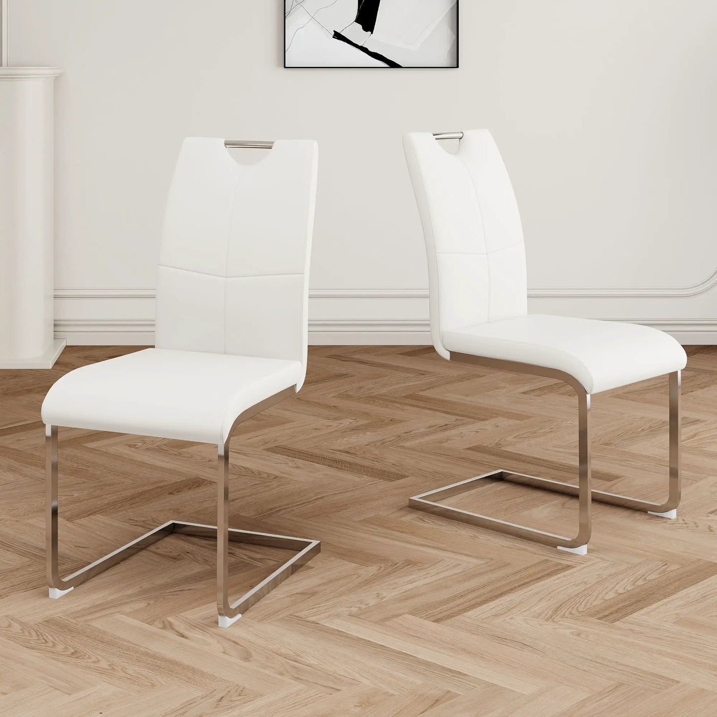 Dining Chairs with Padded Seat and Metal Legs