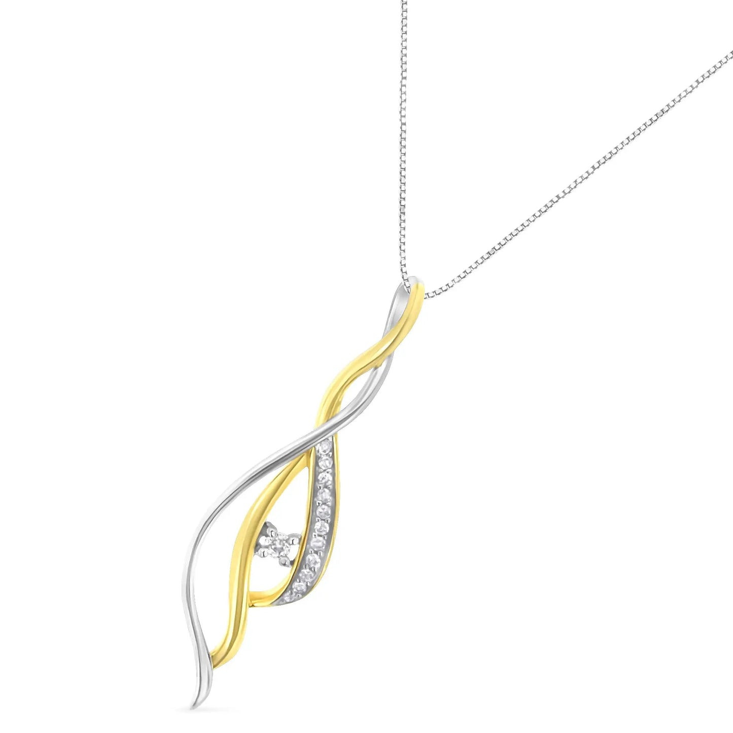 Espira 10K Two-Tone Gold Cascade Pendant Necklace with yellow-white gold loop pavé stones Bids.com on Tampa Home & Garden Store