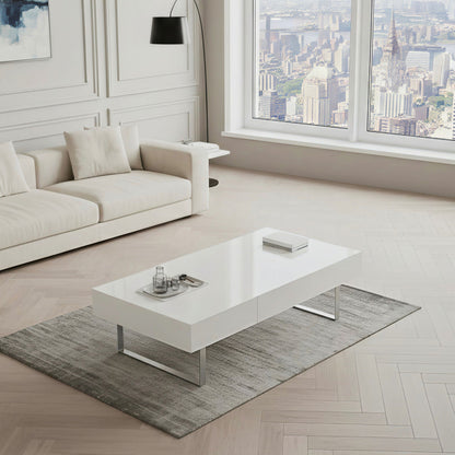 Rectangular Coffee Table And Hidden Drawers