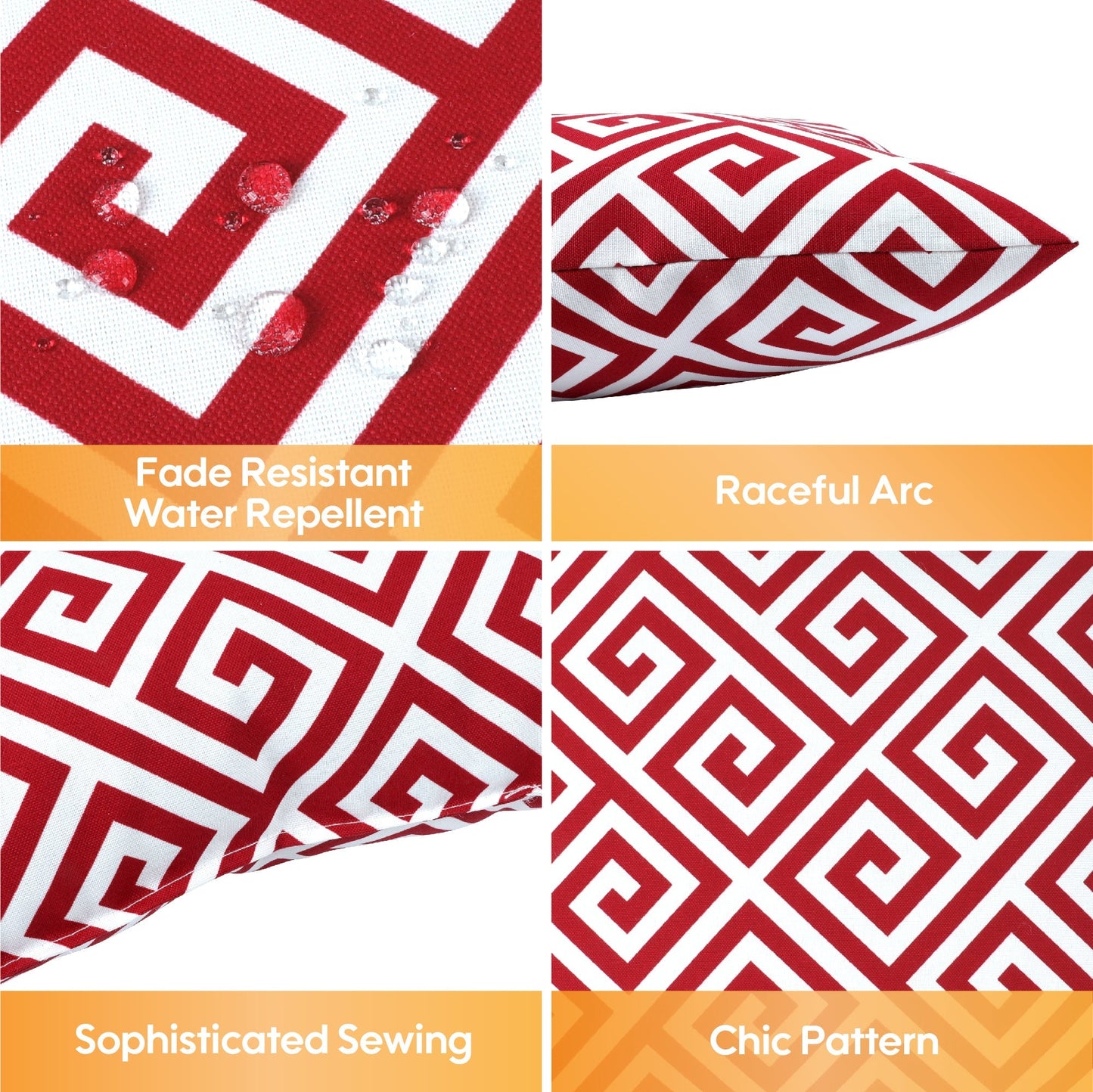 Red and Waterproof Outdoor Throw Pillows 2 Pack