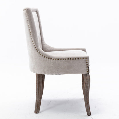 Ultra Side Dining Chair, Nail Head (Set of 2), beige upholstery with nailhead trim and rustic legs on Tampa Home & Garden Store