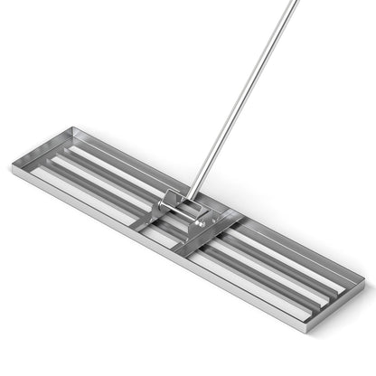 Rastrillo nivelador de césped de 42 x 10 pulgadas con mango ergonómico - Plateado
