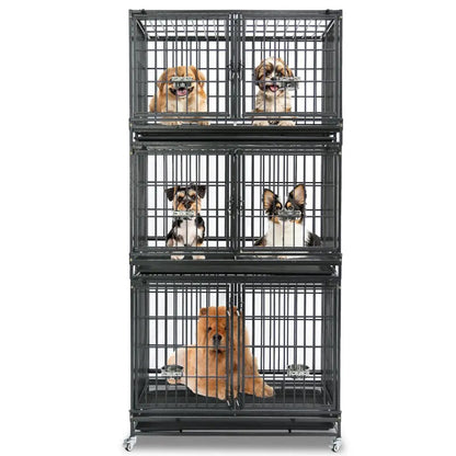 43" Three-Tier Foldable Dog Crate 43TTS - Tampa Home & Garden Store