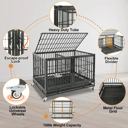 43" Three-Tier Foldable Dog Crate 43TTS - Tampa Home & Garden Store