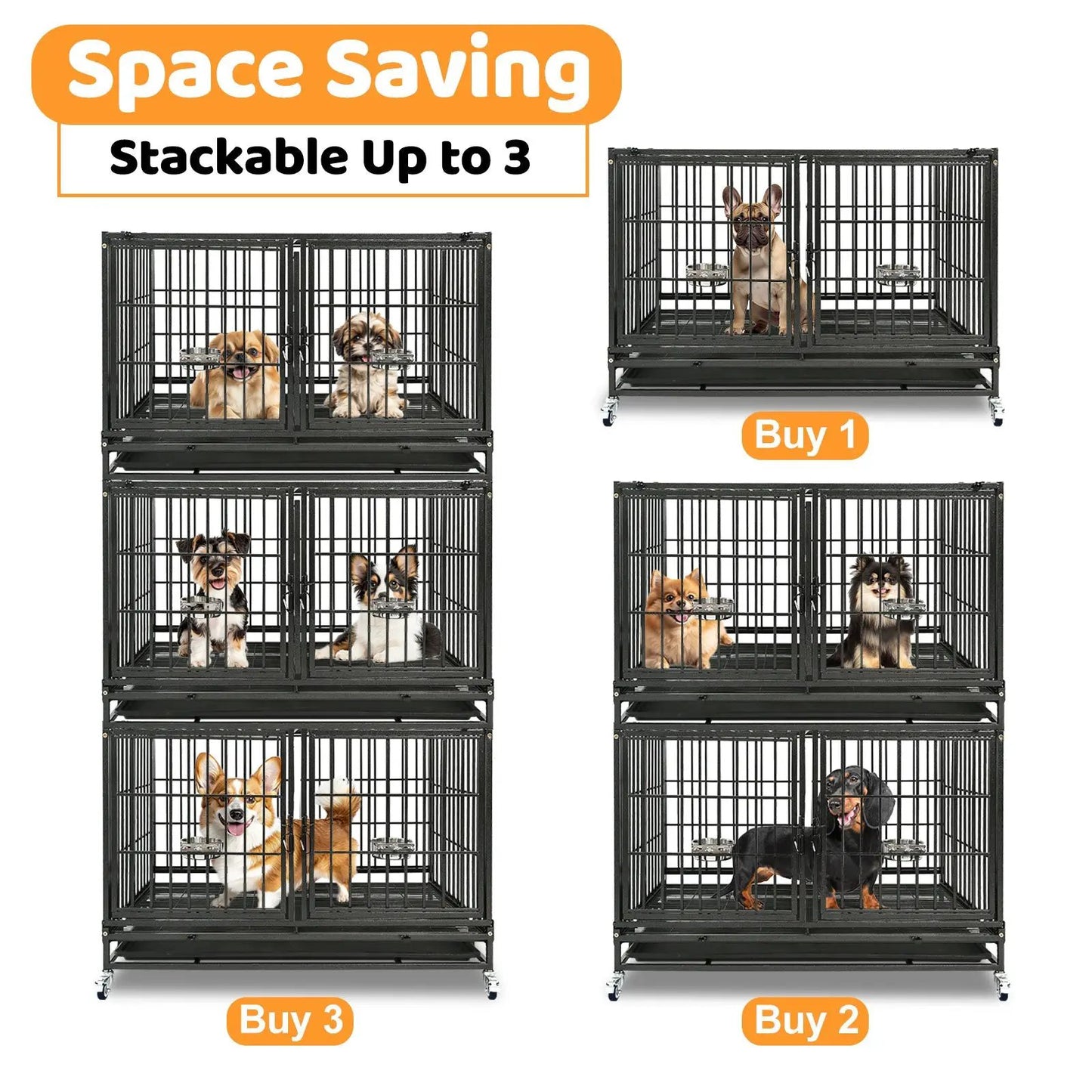 43" Three-Tier Foldable Dog Crate 43TTS - Tampa Home & Garden Store