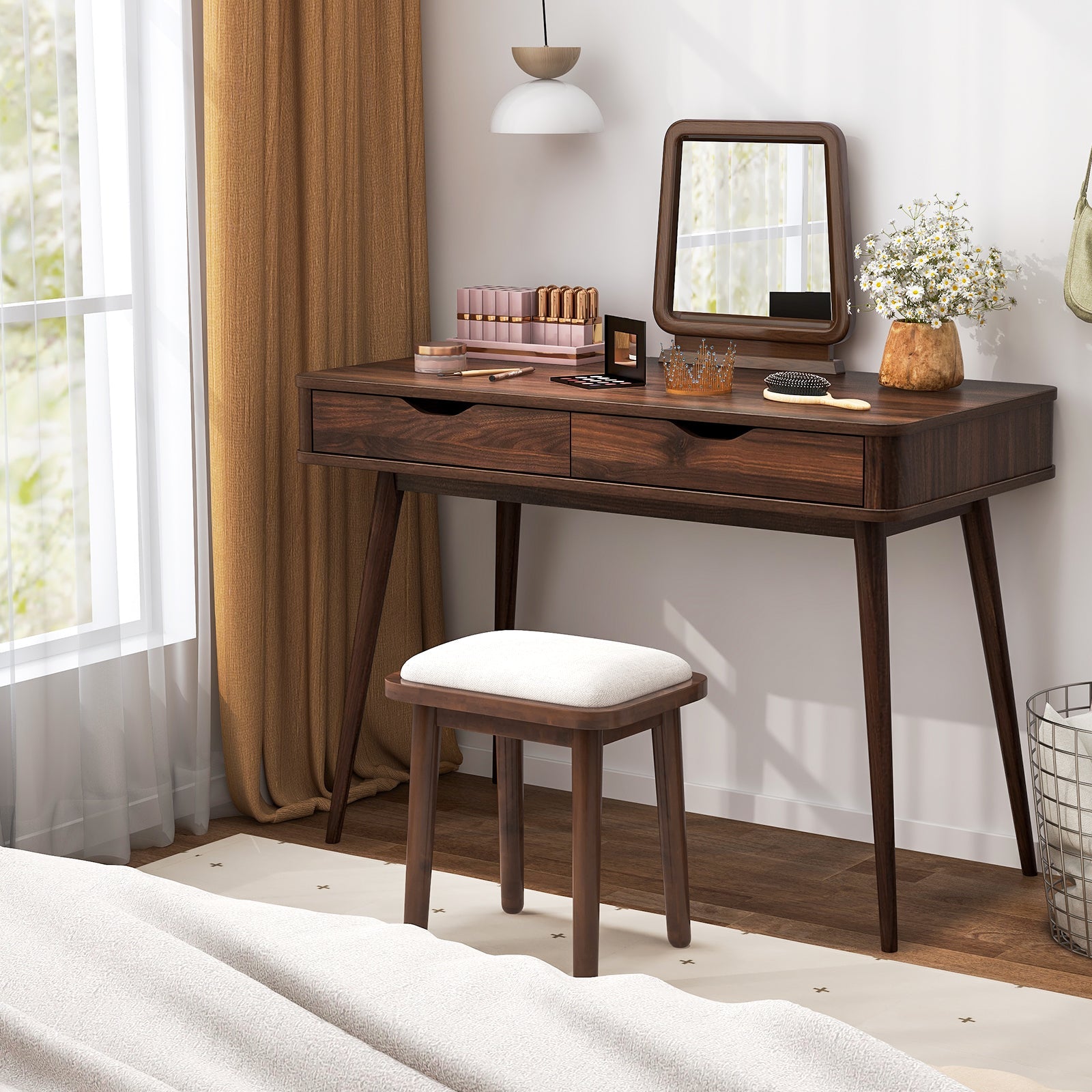 43.5 Inch Computer Desk with 2 Drawers for Small Spaces - Tampa Home & Garden Store