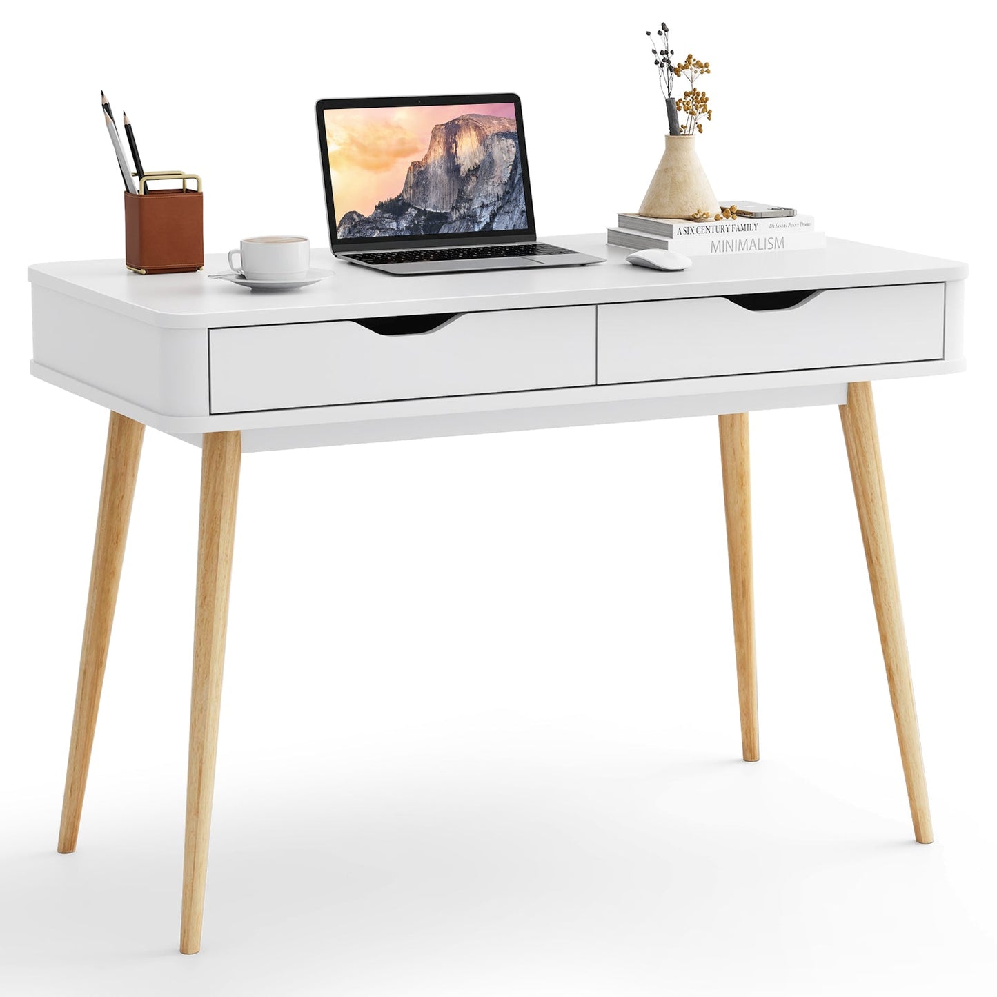 43.5 Inch Computer Desk with 2 Drawers for Small Spaces - Tampa Home & Garden Store
