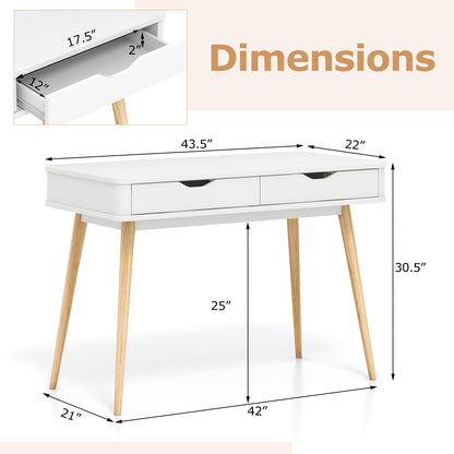 43.5 Inch Computer Desk with 2 Drawers for Small Spaces - Tampa Home & Garden Store