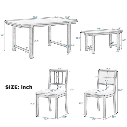 Rubber Wood Six Piece Kitchen and Dining Set