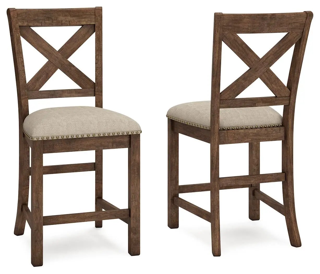 Moriville Upholstered Barstools Set of 2 Beige