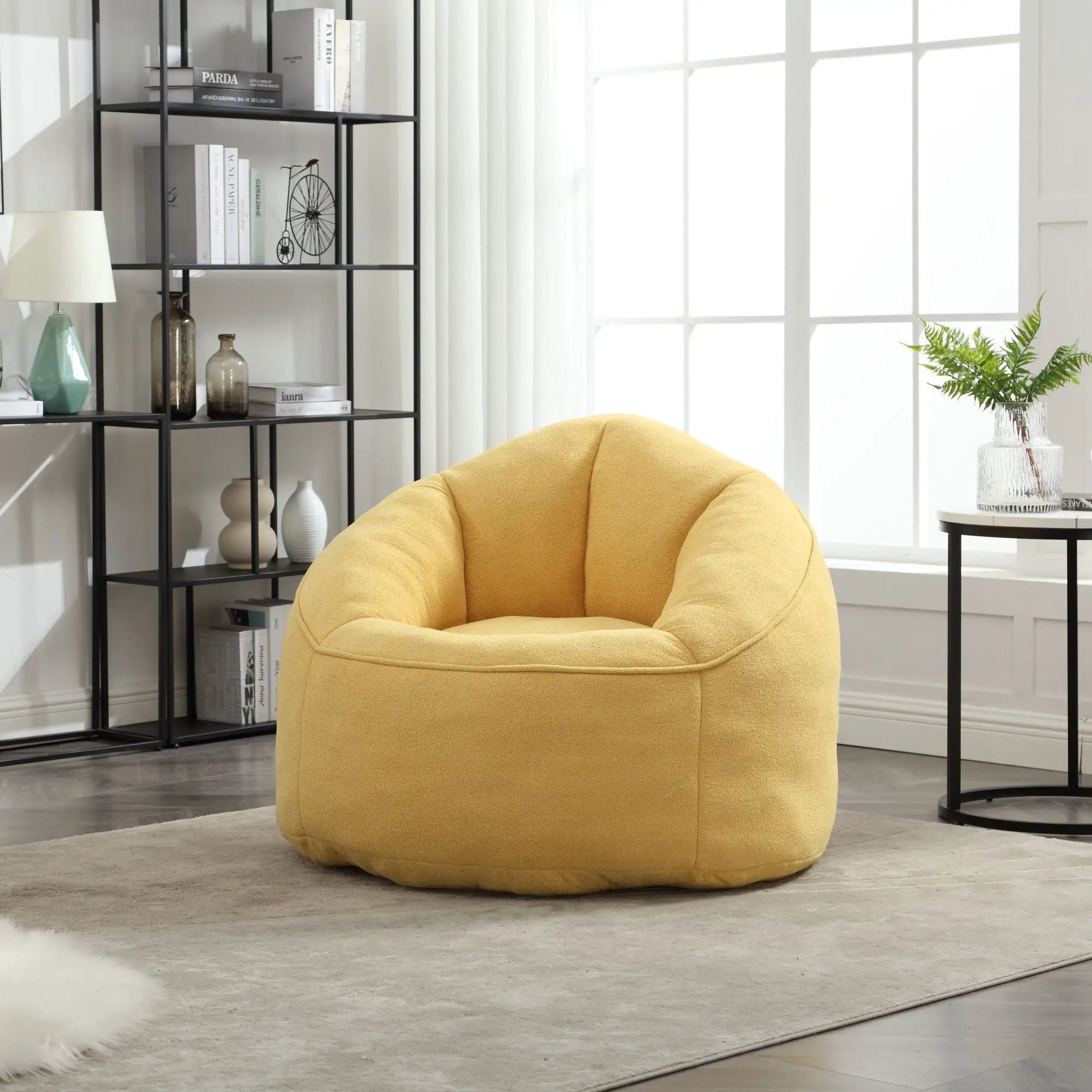 Bedding Bean Bag Sofa Chair with footrest in mustard yellow, high pressure foam on Tampa Home & Garden Store