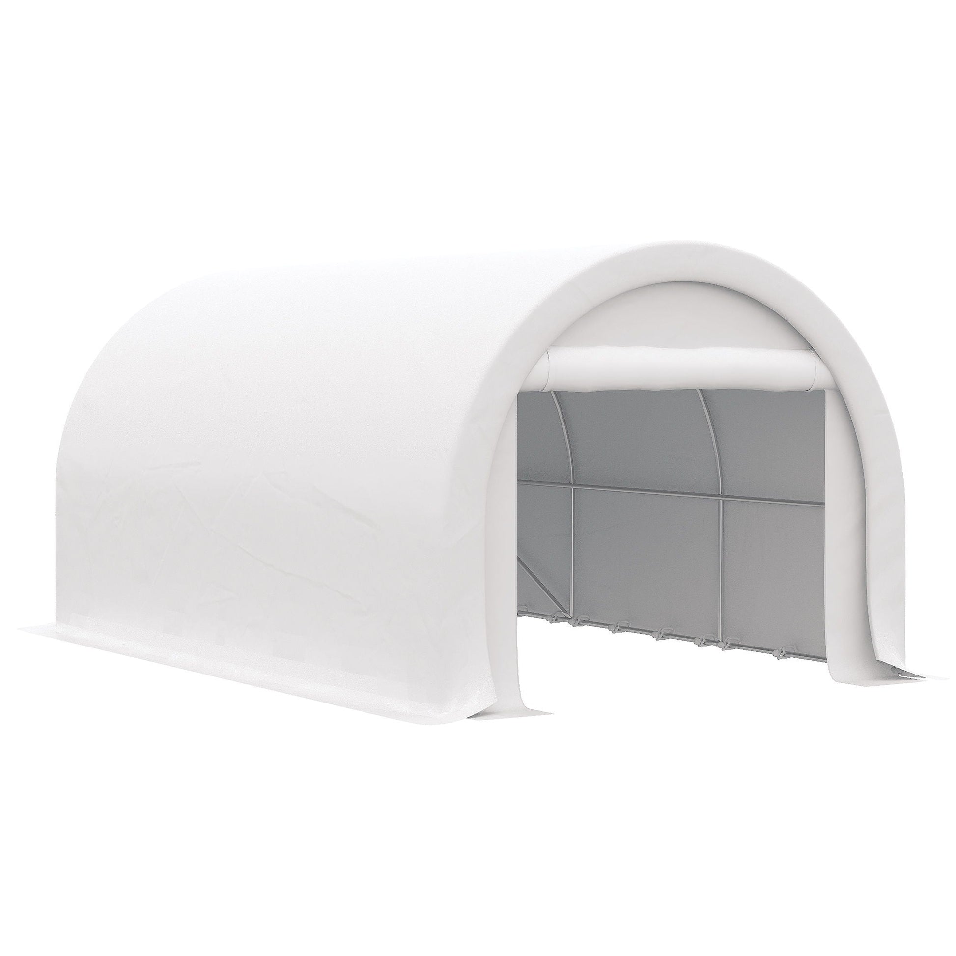 Outsunny 10x16 white carport canopy with large zippered door for vehicle storage on Tampa Home & Garden Store