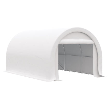 Outsunny 10x16 white carport canopy with large zippered door for vehicle storage on Tampa Home & Garden Store