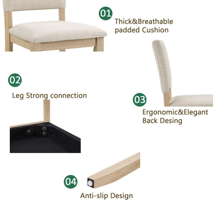 Modern 5-Piece wooden dining set in light oak with upholstered chairs on Tampa Home & Garden Store
