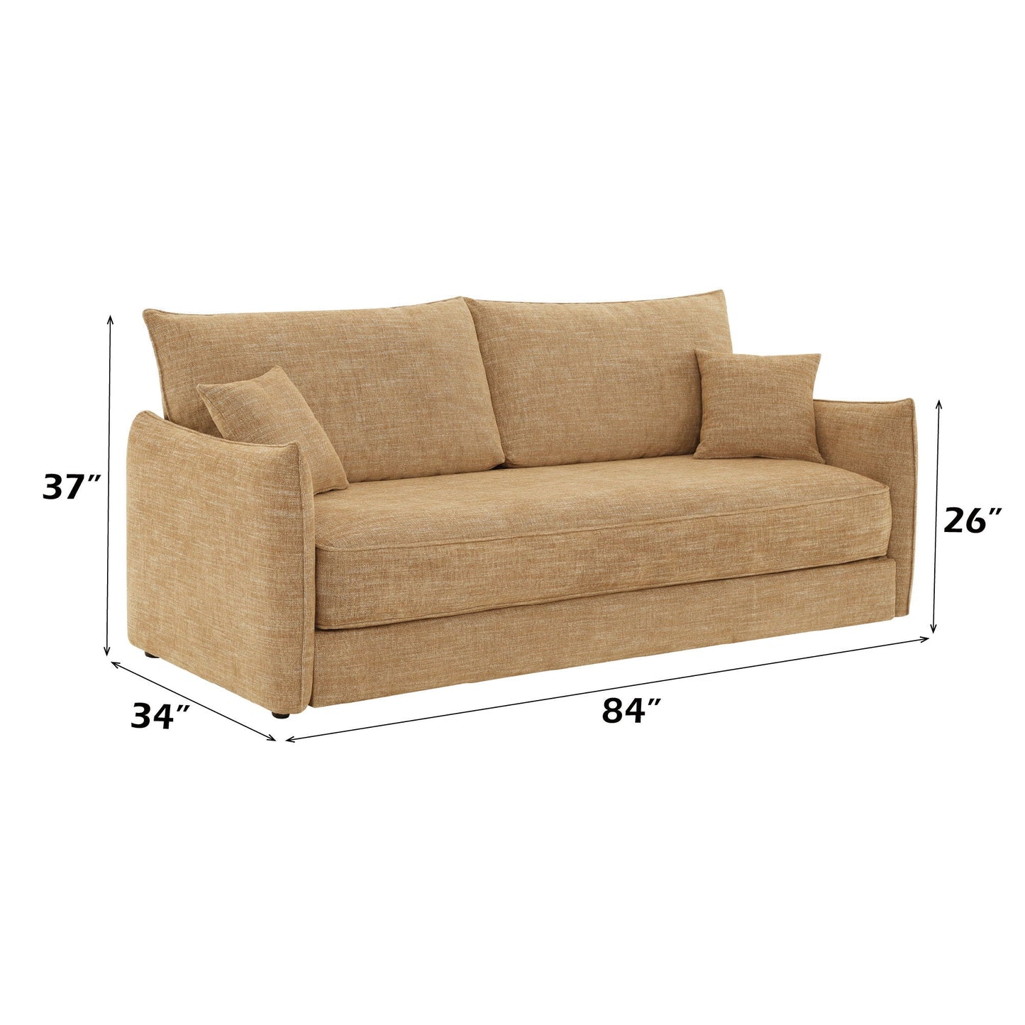 Cadie Mocha Sofa With Two Pillows and Sleeper