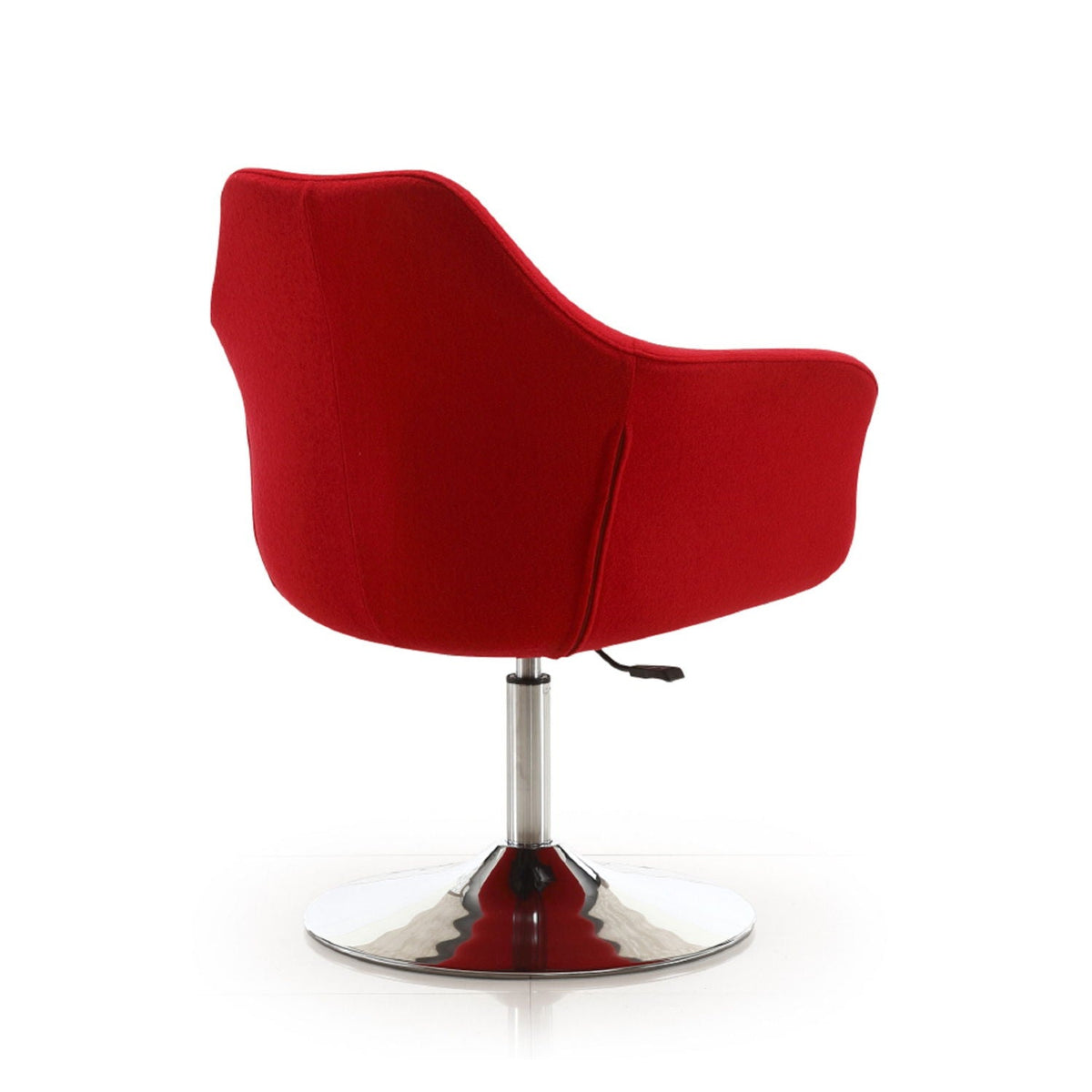 Red Kinsey swivel lounge chair with adjustable height and chrome pedestal base HouseOfZazla on Tampa Home & Garden Store