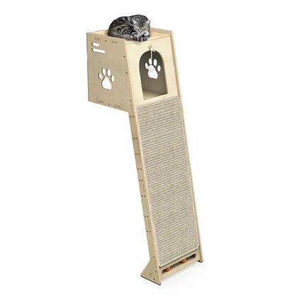 Luxury wall-leaning cat climbing tower with scratching mat and top perch The Max & Rex Collection on Tampa Home & Garden Store