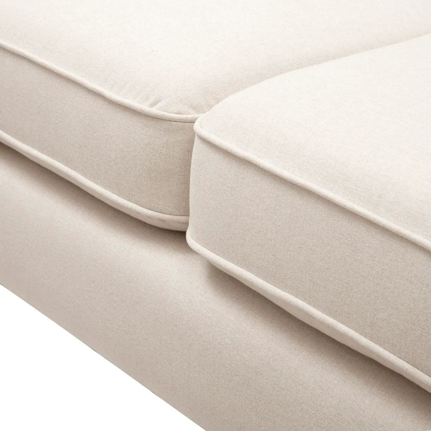 Sofa Jack - Modern Tuxedo Tufted in beige fabric with piping, stationary on Tampa Home & Garden Store
