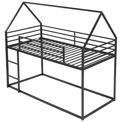 House Bunk Bed With Built In Ladder, black metal frame HouseOfZazla on Tampa Home & Garden Store