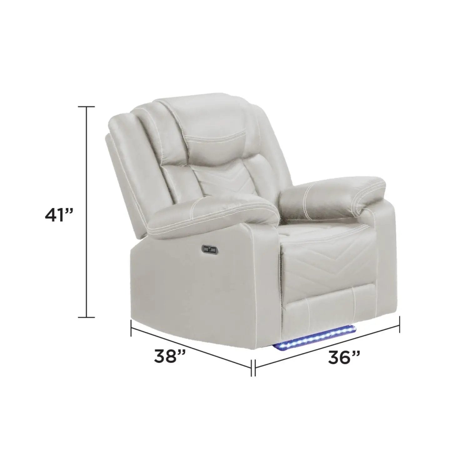 Challenger LED Power Recliner Chair beige leather with side control panel Unique Piece Furniture on Tampa Home & Garden Store