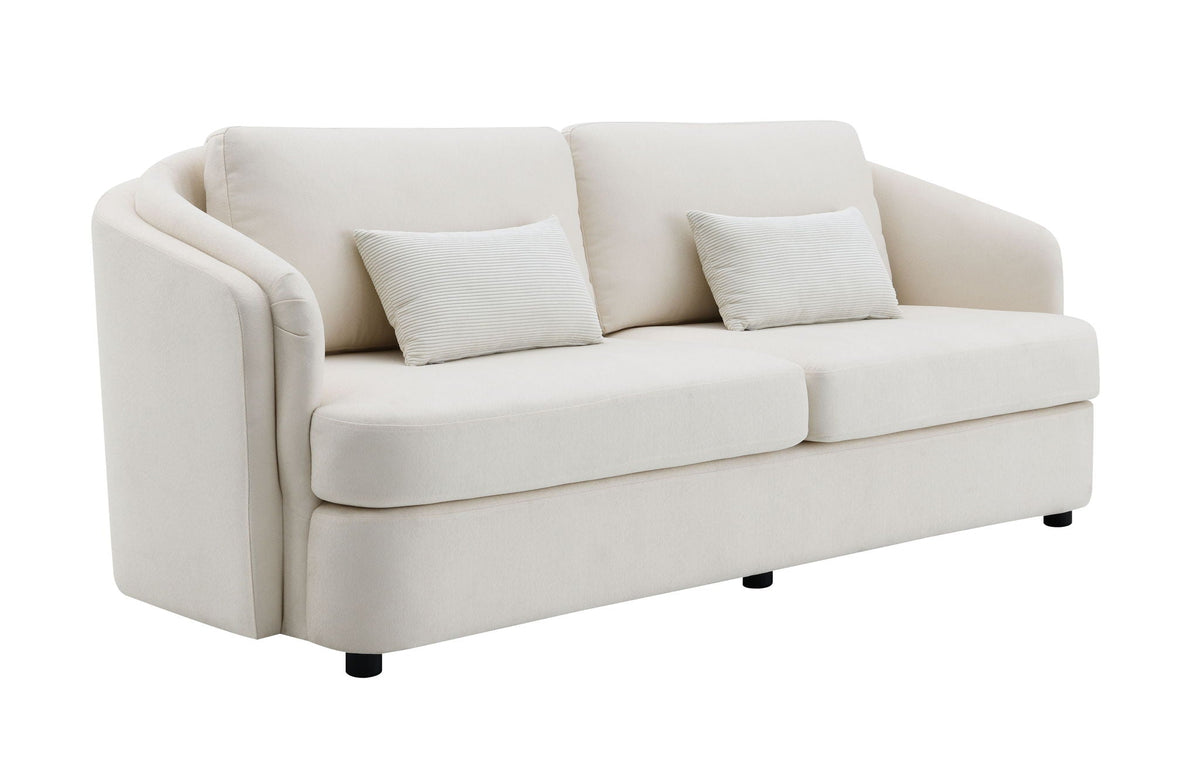 Stylish Mariko Linen Sofa and Beige Toss Pillows