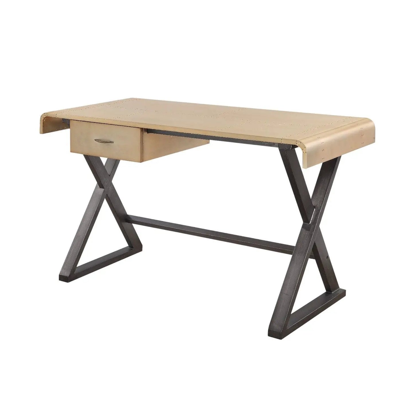 Danton Aluminum Top Grain Leather Desk Gold