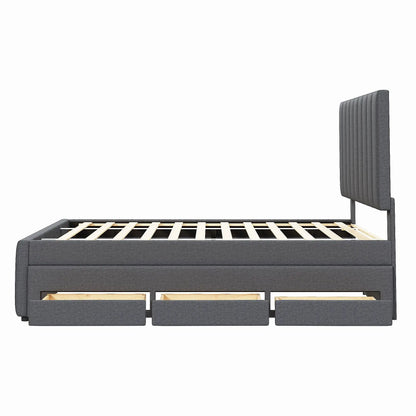 Upholstered Bed with Twin Trundle and 3 Drawers