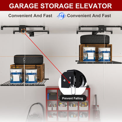 Overhead garage storage rack with crank system, black by HouseOfZazla on Tampa Home & Garden Store