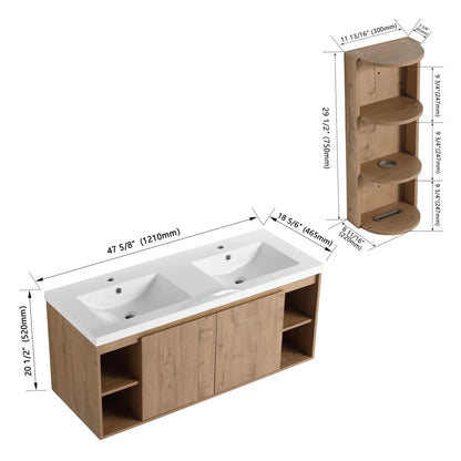 Modern 48 Inch Vanity With Double Resin Sinks