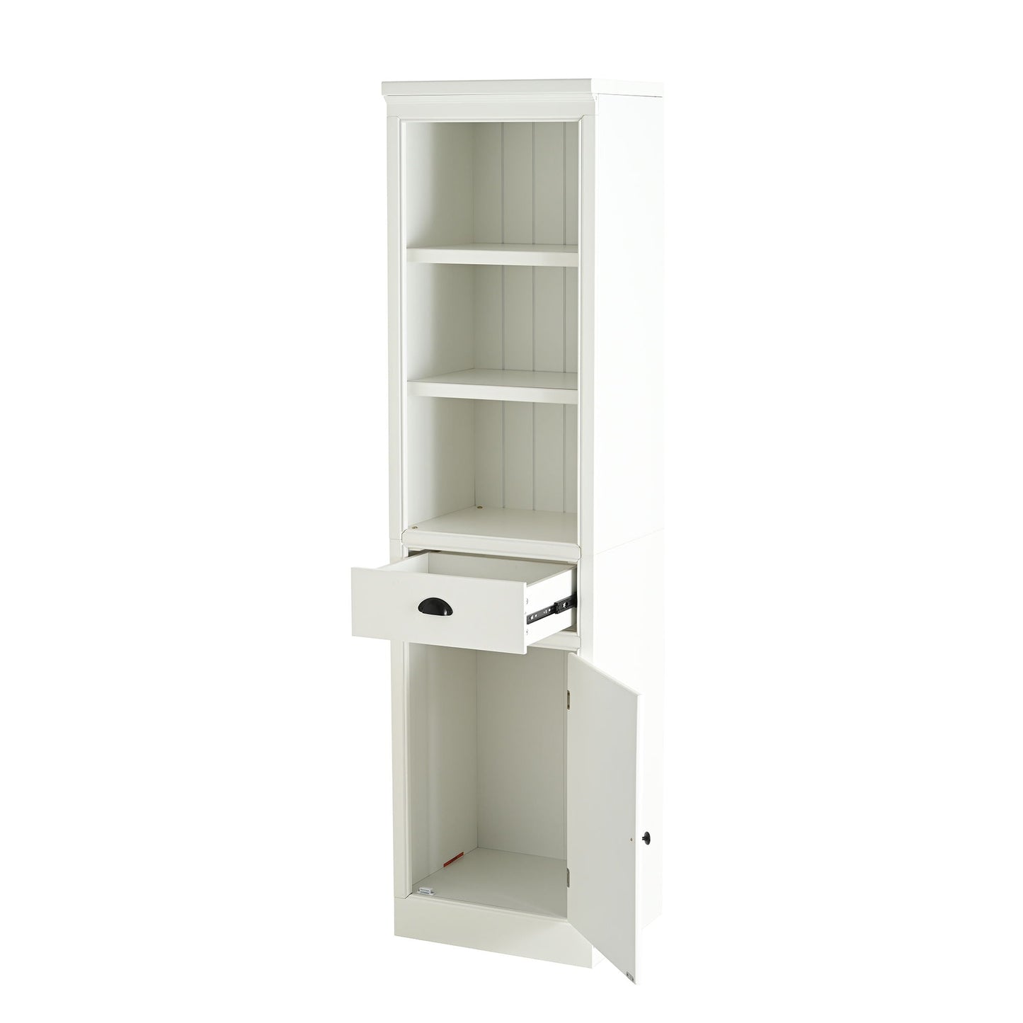 Retro White Tall Display Shelf and Cabinet