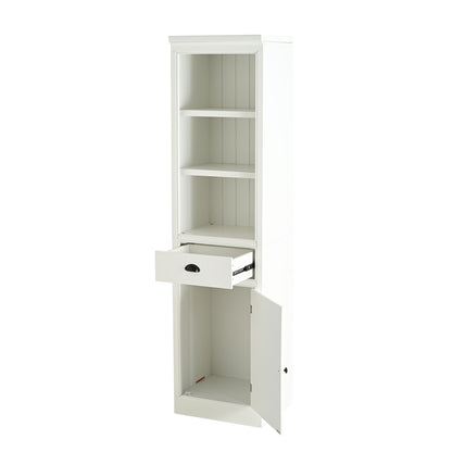 Retro White Tall Display Shelf and Cabinet