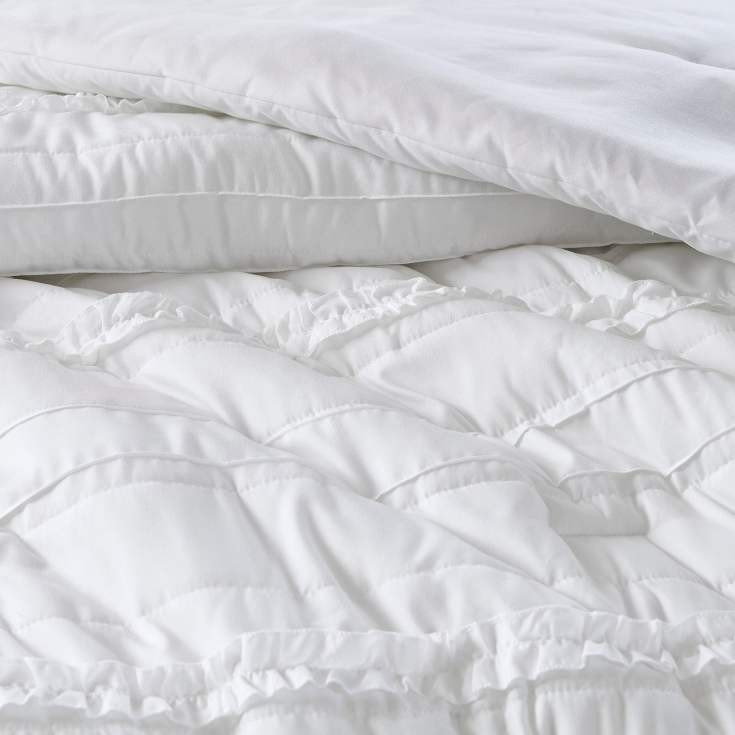 5-Piece Microfiber Ruffled Comforter Set White California King on Tampa Home & Garden Store
