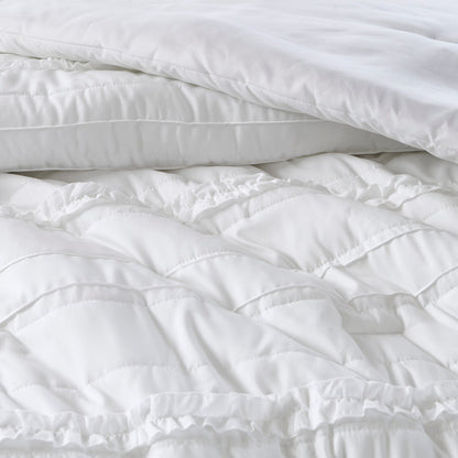 5-Piece Microfiber Ruffled Comforter Set White California King on Tampa Home & Garden Store